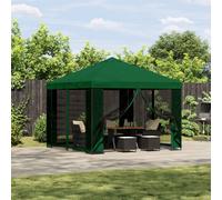 Gazebo 3x3m Green Polyester Canopy with Black Steel Frame Outdoor Shelter 190gsm