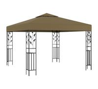 Gazebo 3x3m Taupe Polyester Canopy Steel Frame Double Roof UV Resistant OrnateXL