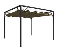 Gazebo 3x3m Taupe Powder-Coated Steel Frame 100% Polyester Retractable Roof w/UV