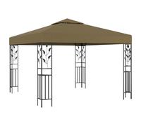 Gazebo 3x3m Taupe Steel Frame Polyester Canopy UV Resistant Double Roof, Ornate