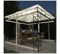 vidaXL Gazebo With Mosquito Net & LED String Lights 3x3x2.73 m Cream 180 g/m²