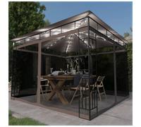 Gazebo 3x3x2.73m Taupe Powder-coated Steel & 100% Polyester Canopy Mosquito Net