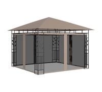 Gazebo 3x3x2.73m Taupe Powder-Coated Steel Frame Polyester Canopy Mosquito Nets
