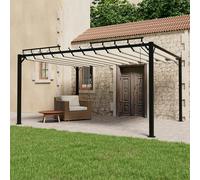 Gazebo 3x4 m Cream Fabric Aluminium Adjustable Louvered Roof Water Repellent UV