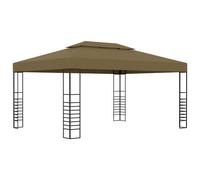 Gazebo 3x4 m Taupe Polyester Canopy Steel Frame Vented Patio Shelter w/valances