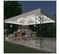 Gazebo 3x4 m White Double Roof PA-Coated Fabric Powder-Coated Steel SolarLED LED