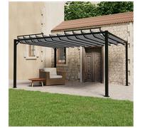 Gazebo 3x4m Anthracite PA-coated Fabric & Aluminium Louvered Roof, 80x80mm posts