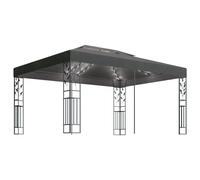 Gazebo 3x4m Anthracite PA-Coated Fabric Canopy & Powder-Coated Steel Frame +LEDs