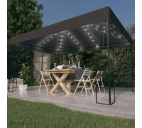 Gazebo 3x4m Anthracite Steel Frame Polyester Canopy Solar LED Warm White 2.6mH.