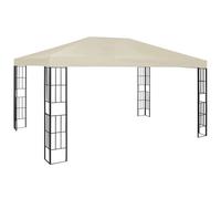 Gazebo 3x4m Cream and Black Polyester Steel Frame Decorative Squares Eave 200cm