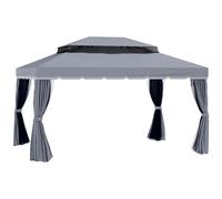 Gazebo 3x4m Dark Grey Aluminium Frame 180g Polyester Canopy with Curtains+Stakes