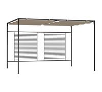 Gazebo 3x4m Taupe Polyester Fabric Iron Frame Retractable Roof UV Shelter Garden