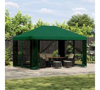 Gazebo 4 x 3 m Green Polyester & Steel Canopy with Black Frame, Water-Resistant