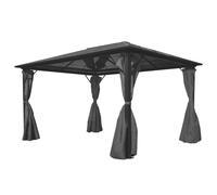 Gazebo 400x300cm Anthracite Aluminium Frame PC Roof Curtains Outdoor withZips6mm