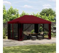 Gazebo 4x3 m Burgundy PA-Coated Polyester Roof Steel Powder-Coated Frame 2-Tier