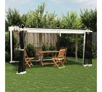 Gazebo 4x3m Anthracite Aluminium/Steel Frame Cream Polyester Roof Mesh Walls Zip