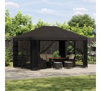 Gazebo 4x3m Anthracite Polyester & Steel Outdoor Canopy with Sidewalls for yard