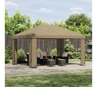 Gazebo 4x3m Beige Polyester Steel Frame Industrial Garden Canopy 400x300cm Elite