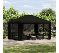 Gazebo 4x3m Black Polyester Steel Frame Industrial Outdoor Canopy 400x300cm 190g