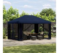Gazebo 4x3m Blue Polyester & Steel Canopy, Water-Resistant Roof, Black Frame Set