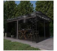 Gazebo 4x3x2.73m Anthracite Powder-Coated Steel & 100% Polyester w/SolarLED Net