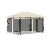 Gazebo 4x3x2.73m Cream Powder-Coated Steel Frame Polyester Canopy Mosquito Net.