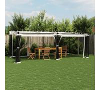 Gazebo 6x3 m Cream Roof Anthracite Aluminium Steel Frame Mesh Sidewalls Zippered