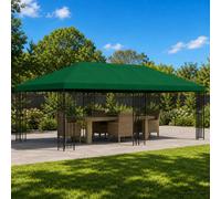 Gazebo 6x3m Green Polyester Canopy with Black Mesh Sidewalls Powder Steel Frames