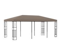 Gazebo 6x3m Taupe Polyester Canopy Steel Frame with Decorative Cross Detail Roof