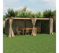 Gazebo 6x3m Taupe Polyester Roof Anthracite Aluminium Steel Frame with Curtains