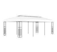 Gazebo 6x3m White Powder-Coated Steel Frame Polyester PA Coated Roof Double-Vent