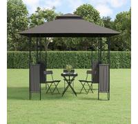 Gazebo Anthracite 300x300cm Steel Frame Polyester Canopy Double-Tier Roof 195cmH