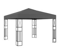 Gazebo Anthracite 3x3m Polyester Roof Steel Frame Vented Canopy 2.6m Decor Cross
