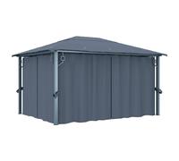 Gazebo Anthracite 400x300cm Aluminium & Steel Oxford Roof Curtains Mesh 4pcs UV