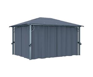 Gazebo Anthracite 400x300cm Aluminium & Steel Oxford Roof Curtains Mesh 4pcs UV