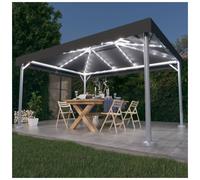 Gazebo Anthracite 400x300x270cm Aluminium Steel Oxford PA Coated Solar Lights