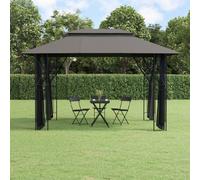 Gazebo Anthracite 400x300x270cm Steel Frame Polyester Mesh Sidewalls Waterproof