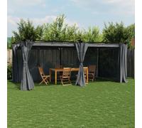 Gazebo Anthracite 6x3m Aluminium Steel Frame Polyester PA Coating Curtains Zips