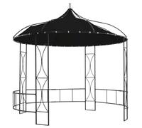 Gazebo Anthracite/Black 300x290 cm Round Polyester Canopy Iron Frame Vented Top