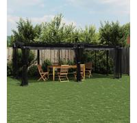 Gazebo Anthracite frame Cream canopy 6x3m Aluminium-Steel with Mesh Walls ZipsUV