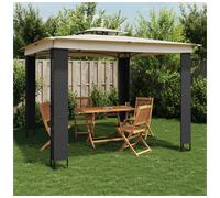 Gazebo Anthracite Powdercoat Steel 2.94x2.94m Cream DoubleRoof Vented Polyester