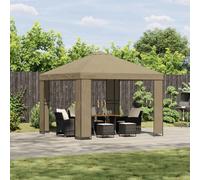 Gazebo Beige 3x3m Polyester Steel Water-Resistant Patio Canopy Vent Black Legs.