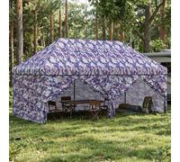 Gazebo Blue Camouflage 3x6m 210D Oxford Silver Coated Pop-Up 4 Sidewalls Height