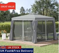 Outsunny 3 X 3M Patio Gazebo Garden Shelter With Mosquito Netting - Dark Grey, Grey
