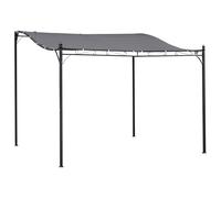 Gazebo Canopy 3x3m Grey Powder-Coated Metal 297x297cm UV Shelter Stakes w/Drain