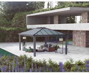 Gazebo Canopy Pergola Shelter 14 x 20ft Grey Dallas
