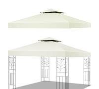 Gazebo Cover Replacement Patio 3x3m Canopy Tent Waterproof Top，BBQ Gazebo Roof Top Gazebo Replacement Roof Canopy, 2 Tier Top UV Cover Garden Patio Outdoor Sun Awning Shelters (Color : Beige)