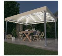 Gazebo Cream 400x300x270cm Aluminium Steel Oxford PA Coated Fabric LED SolarLED