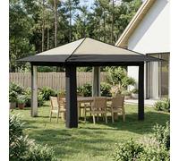 Gazebo Cream & Anthracite 210D Oxford Silver Coated 3-Level Height 191 cm Wheels