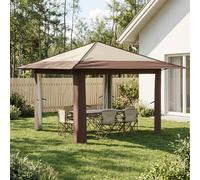 Gazebo Cream/Brown 210D Oxford Silver-Coated 191cm Eave Height Mesh Window 3lvls